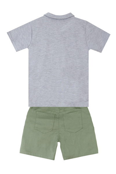 Denokids Boy's Polo Collar Tiger T-shirt and Gabardine Shorts Set