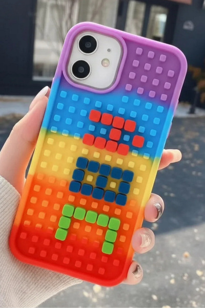 Fibaks iPhone 11 Case Colorful Puzzle Piece Camera Protected Silicone Cover