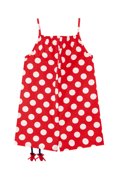Denokids Red Polka Dot Girl's Woven Jumpsuit
