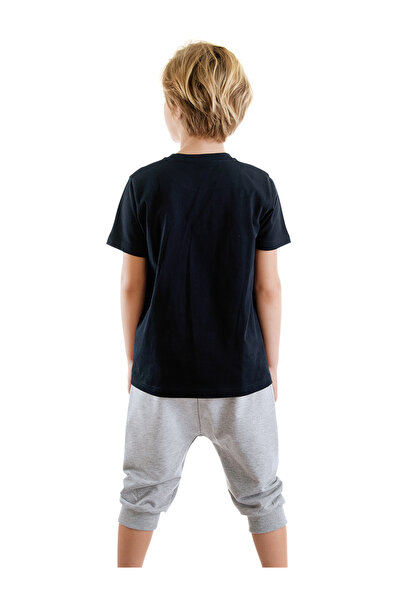 MSHB&G Boy's Navy Blue Catch Wave Shark Summer Set - T-shirt and Capri Shorts