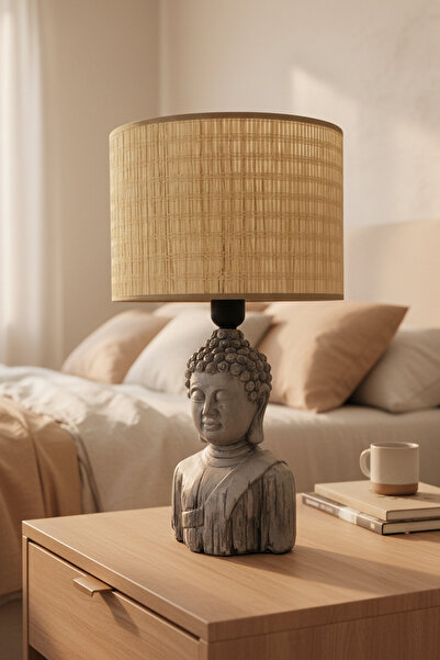 Otti Otte Buda Bambu Hasır Başlıklı Modern Masa Lambası Abajur