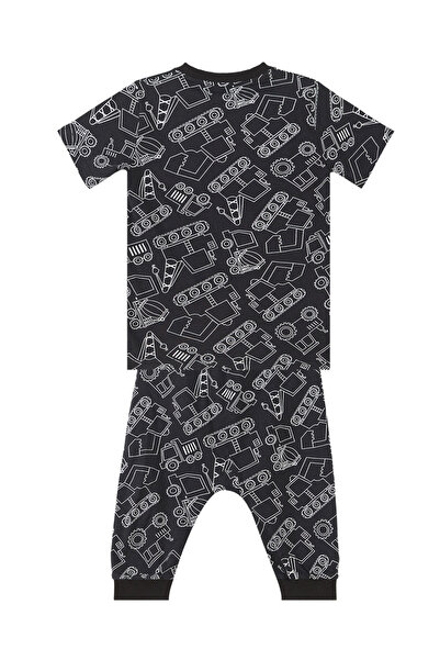 Denokids Car Boy's Black Summer T-Shirt Capri Shorts Set