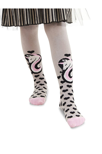 Denokids Unicorn Gray Pink Girls Pantyhose