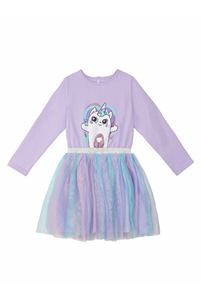 Denokids Girl's Tulle Rainbow Patterned Fluffy Dress