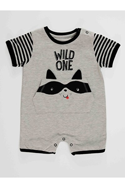 Denokids Raccoon Baby Boy Gray Summer Jumpsuit