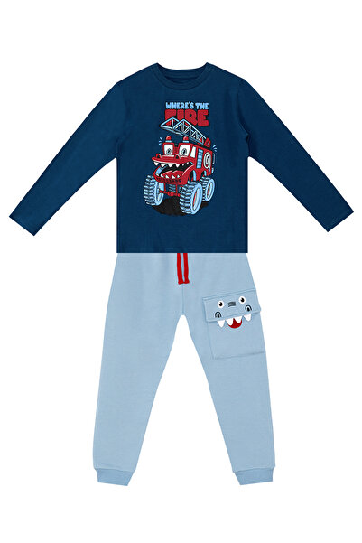 Denokids Monster Fire Department Men's Kids T-Shirt Sweatpants Set