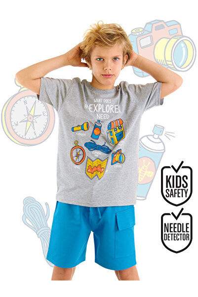 MSHB&G Boy's Explorer Camping Themed Summer T-shirt and Cargo Pocket Shorts Set