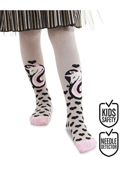 Denokids Unicorn Gray Pink Girls Pantyhose
