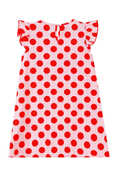 Denokids Pink Poplin Frilly Summer Chubby Cat Girl's Dress