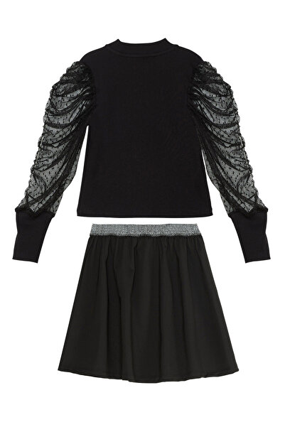 MSHB&G Black Tulle Girl's Turtleneck Blouse Skirt Set