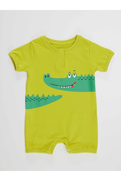 Denokids Crocodile Baby Boy Cotton Summer Green Jumpsuit