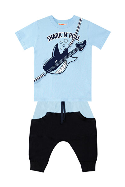 Denokids Boy's Shark'n Roll Summer T-shirt and Capri Shorts Set