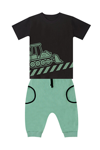 MSHB&G Boy's Summer Suit - Green T-shirt and Capri Shorts with Pockets