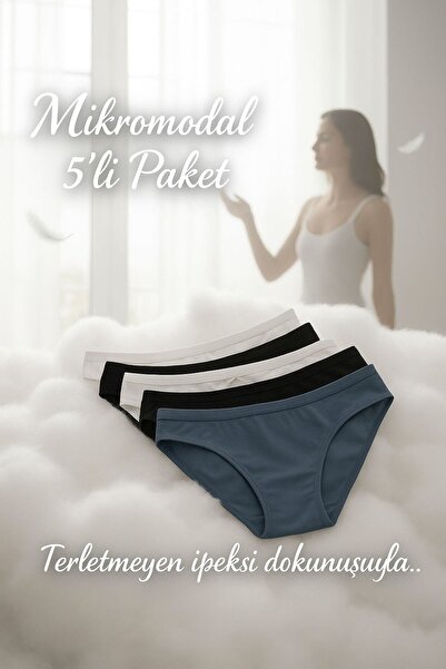 Lunaberry Chiloți Bikini pentru damă, pachet de 5 modal, super moi și elastic, anti-transpirație