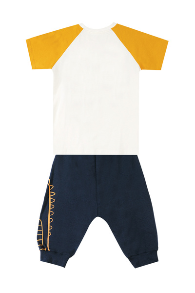 Denokids Boy's Dino Printed Summer T-Shirt and Capri Shorts Set
