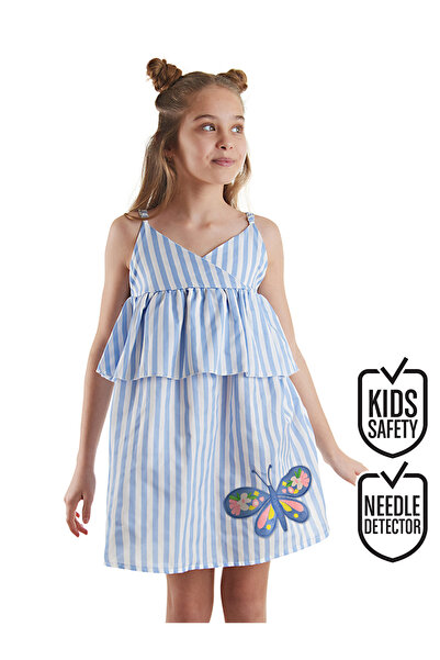 MSHB&G Striped Butterfly Strap Summer Dress for Girl - Ruffle