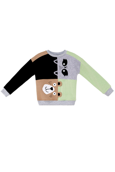 Denokids Boy's Colorful Sweatshirt - Raccoon and Bear Pattern