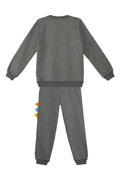 Denokids Boy's Winter Anthracite Tracksuit Set - Rawr Serrated