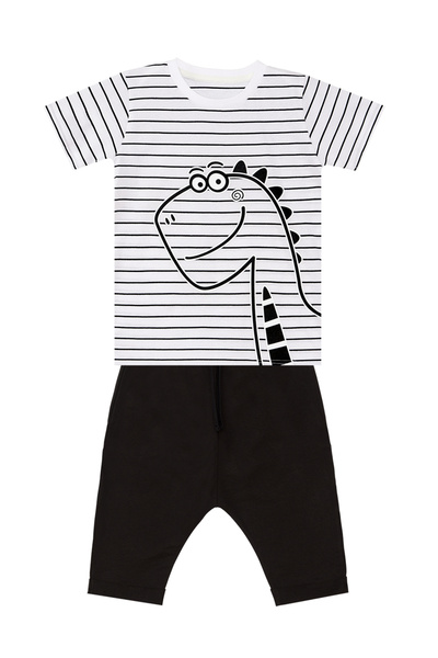 Denokids Boy's Dino Striped Summer Set - Cute Capri and Shorts