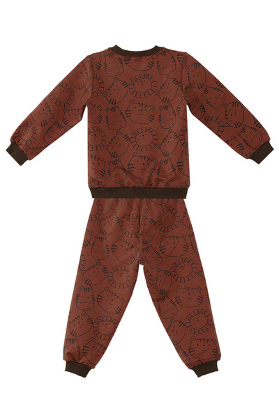 Denokids Animals Baby Boy Brown Tracksuit Set