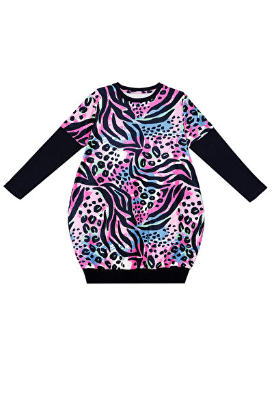 MSHB&G Leopard Patterned Pink Navy Blue Girl's Dress