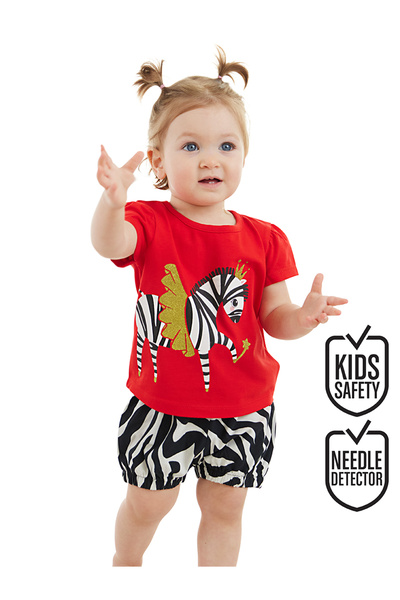 Denokids Ballerina Zebra Baby Girl T-Shirt Poplin Shorts Set