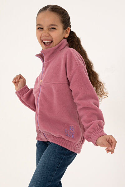 U.S. Polo Assn. Kız Çocuk Pembe Fermuarlı Polar Sweatshirt 50318001-VR167