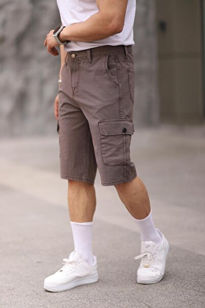 comstar Men's Cotton Loose Stretchy Cargo Pocket Burgundy Capri Shorts