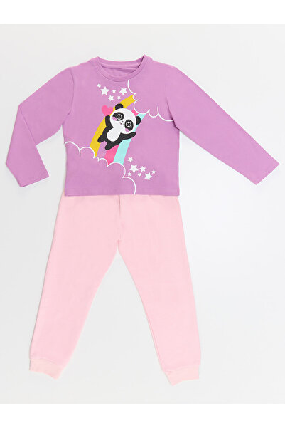 Denokids Rainbow Panda Girl's T-Shirt and Trousers Set