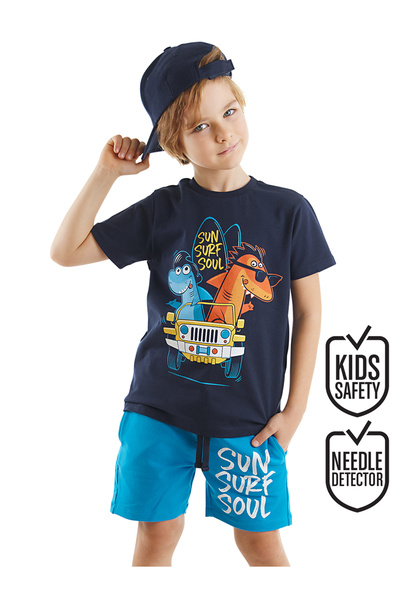 Denokids Boy's Shark Surf Summer T-shirt and Shorts Set