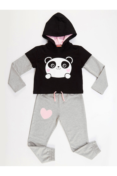 Denokids Little Panda Girl's Tracksuit Set
