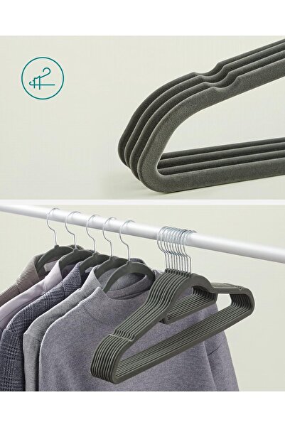 Siriderya 10 Adet Kadife Elbise Askısı,Şık ve Kaliteli Kaymaz Yüzey Askı Seti...