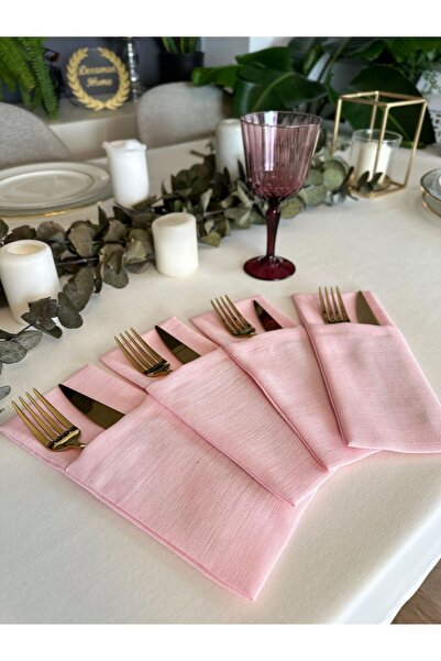Decamor home Κουτάλια με υφή λινό ροζ καραμέλα 6 τεμάχια 10 x 24 εκ.