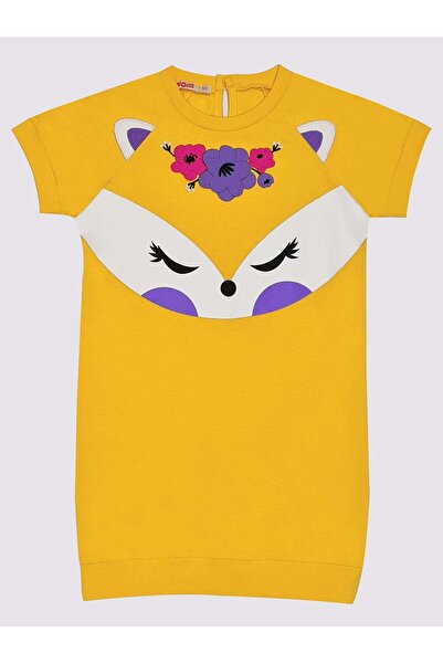 Denokids Καλοκαιρινό φόρεμα για κορίτσια με λουλουδάτο σχέδιο Yellow Fox