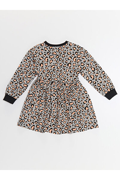 Denokids Leopard Patterned Gray Girl's Dress