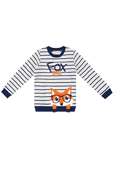 Denokids Світшот для хлопчика з довгим рукавом у смужку з лисицею