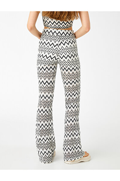 Koton Španělské kalhoty se širokými nohavicemi se vzorem a vysokým pasem