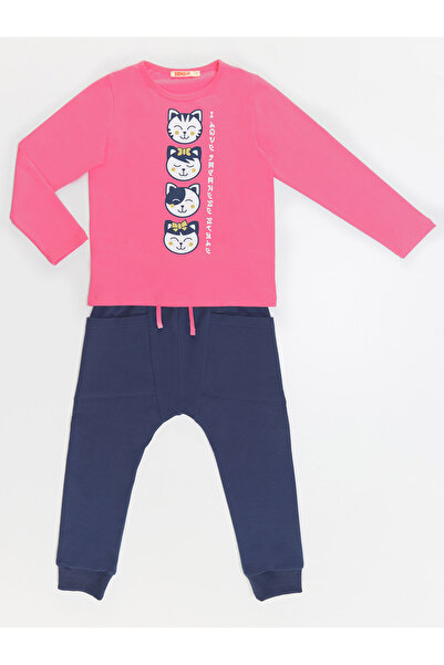 Denokids Japan Cats Girl's T-shirt Trousers Set