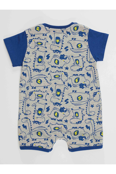 Denokids Super Dino Baby Boy Gray Summer Jumpsuit