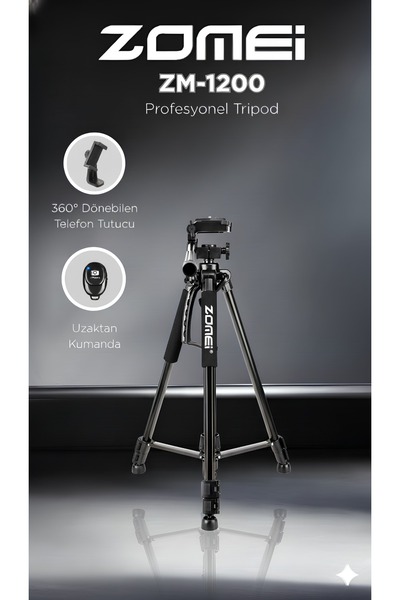 zomei Zm-1200 Kamera Ve Telefon Triopdu-360° Dönebilen Telefon Tutucu Ve Çanta Hediyeli