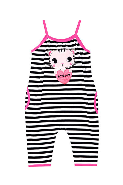 Denokids Love Me Girl's Striped Cat Strappy Jumpsuit