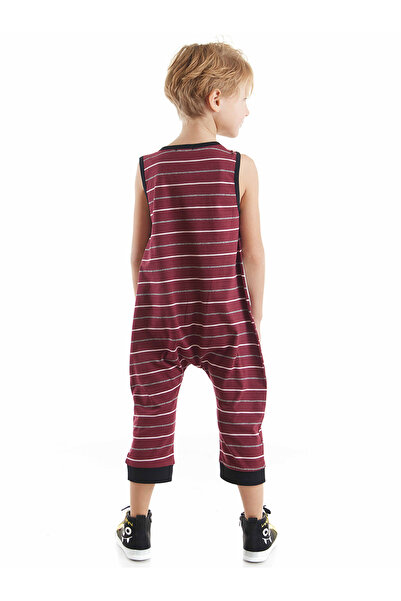 Denokids Funny Crocodile Boy's Cotton Claret Red Jumpsuit