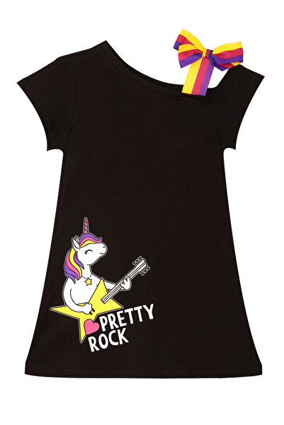 MSHB&G Unicorn Rock Black Summer Combed Cotton Girl's Dress