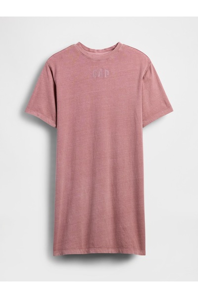 GAP Kadın Pembe Logo Relaxed T-Shirt Elbise