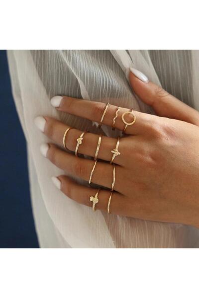 Pursehuit Set de 11 inele, aurii, Briana C2