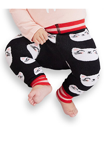 Denokids Μαύρο πλεκτό κολάν-παντελόνι για κοριτσάκια γάτας