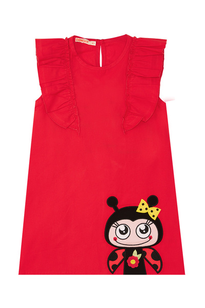Denokids Girl's Red Summer Ruffle Evening Dress