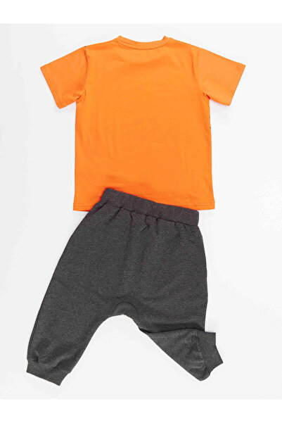 Denokids Orange Fox Boy's T-shirt Capri Shorts Set
