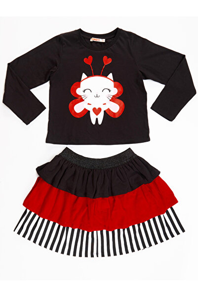 Denokids Cute Heart Girl's T-shirt Skirt Set