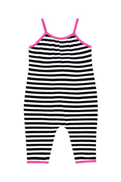 Denokids Love Me Girl's Striped Cat Strappy Jumpsuit